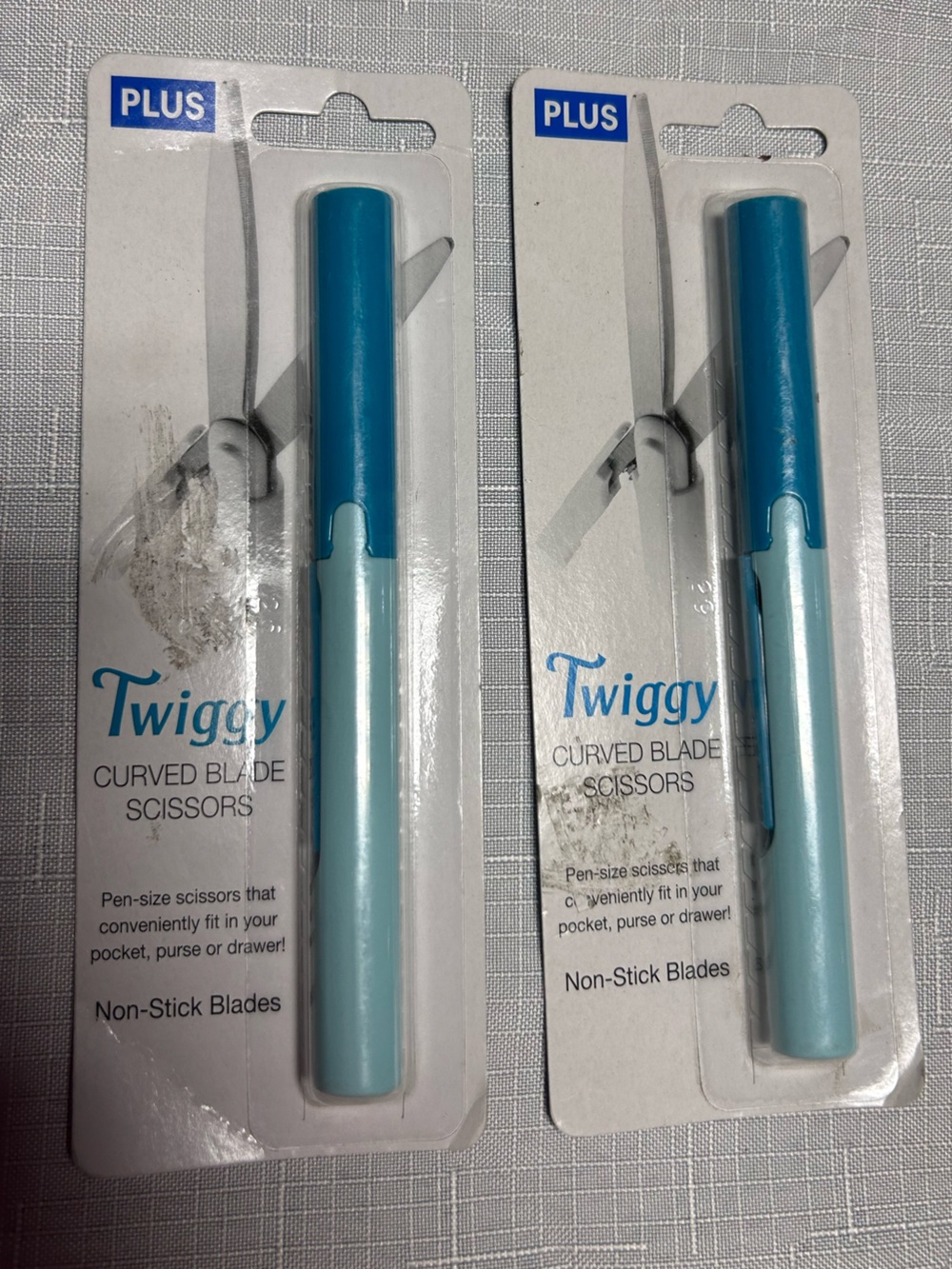 2-Pack TWIGGY PLUS Pen Compact Scissors Non-Stick Spring 35-650 Curve Blade